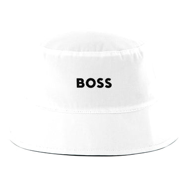 BOSS Gorro para bebe reversible logo bordado blanco y azul